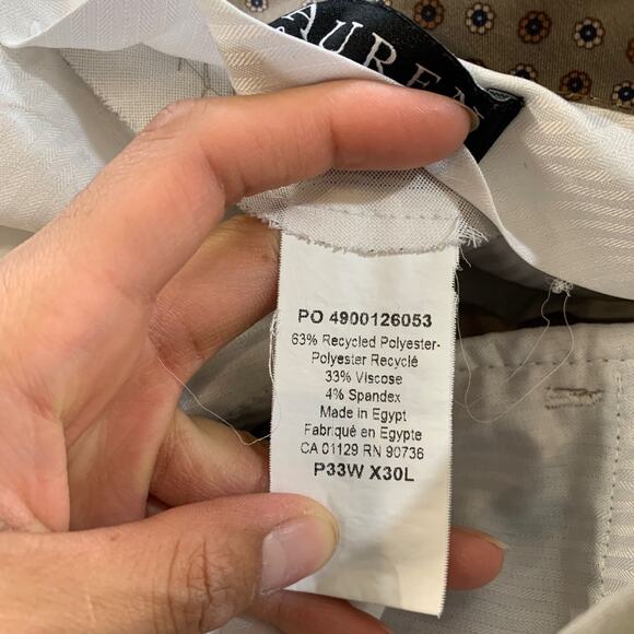 Lauren Ralph Lauren Pants Mens 33 Beige Stretch Flat Front Straight Dress LRL - Picture 7 of 10